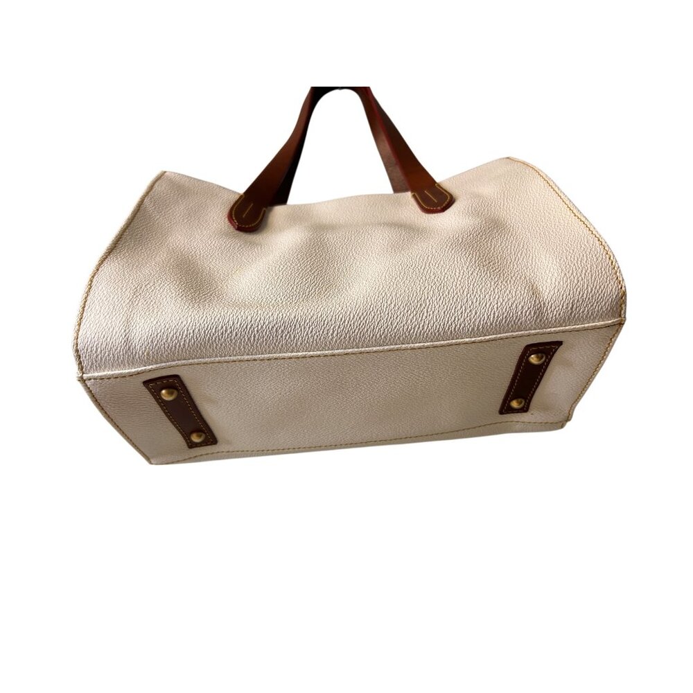 Dooney & Bourke White and Brown Leather Tote - Picture 6 of 16
